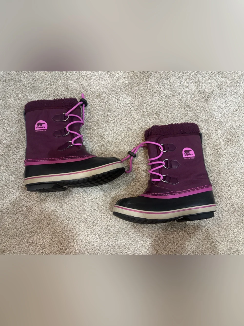 Sorel Yoot Pac Purple Snow Boots Size 4/22 cm winter waterproof cozy